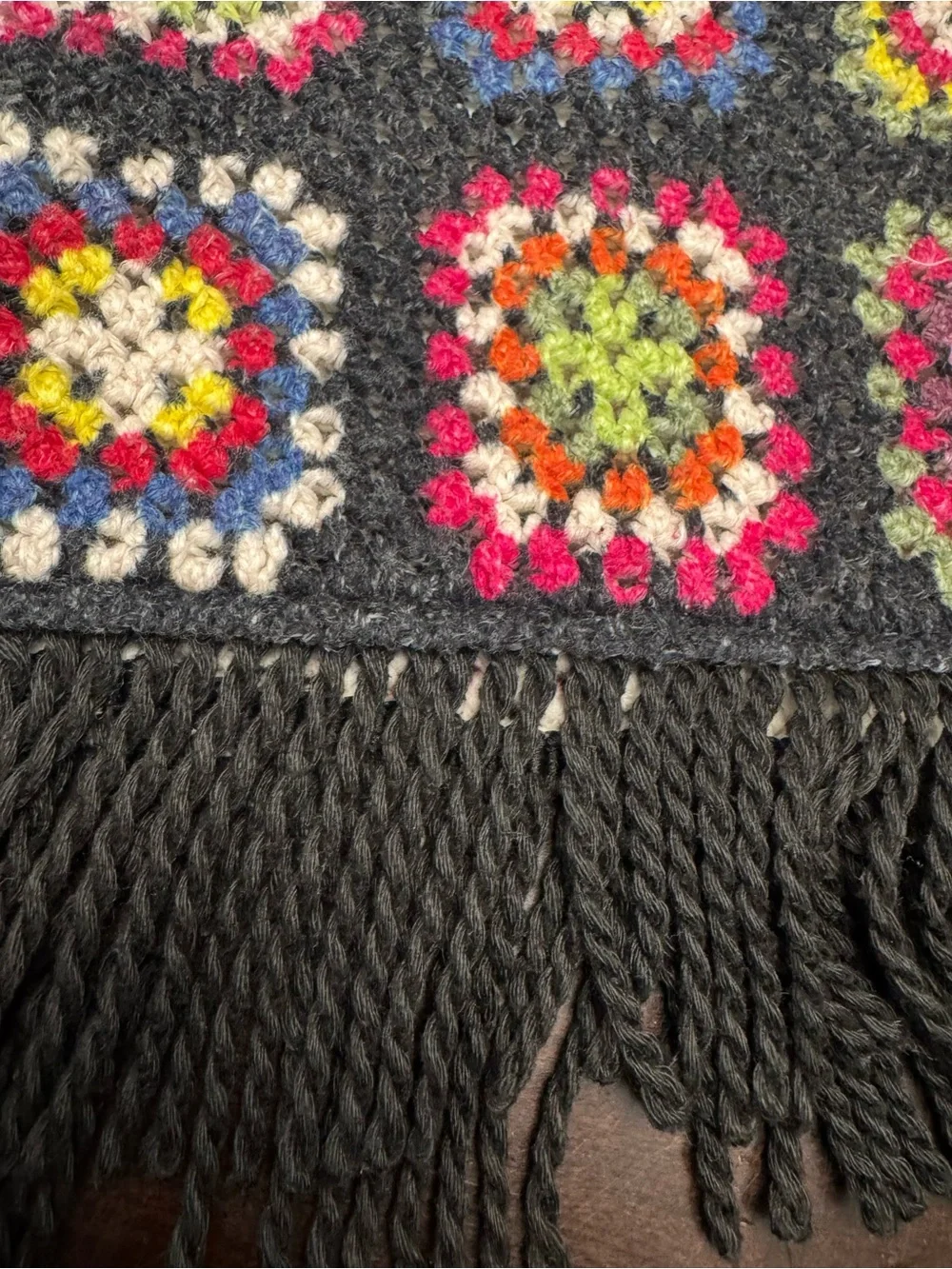 TWINSET Girls Size 8A Crochet Granny Square Fringe Sweater